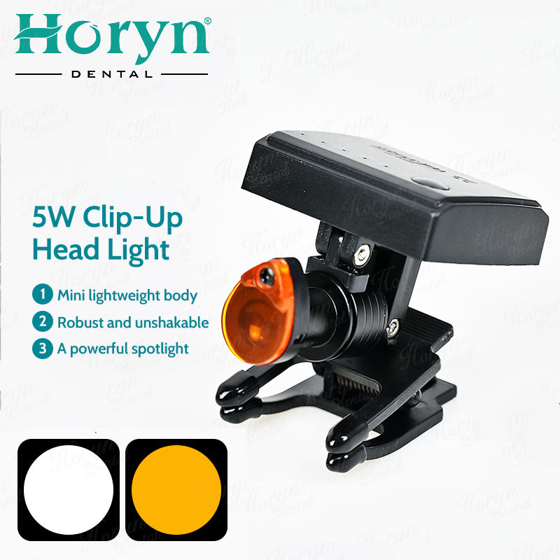 Medical Labs - ทันตกรรม 5W ไร้สาย LED ไฟหน้าพร้อมคลิปกล้องส่องทางไกลแบบพกพาสําหรับทันตแพทย์ Loupe