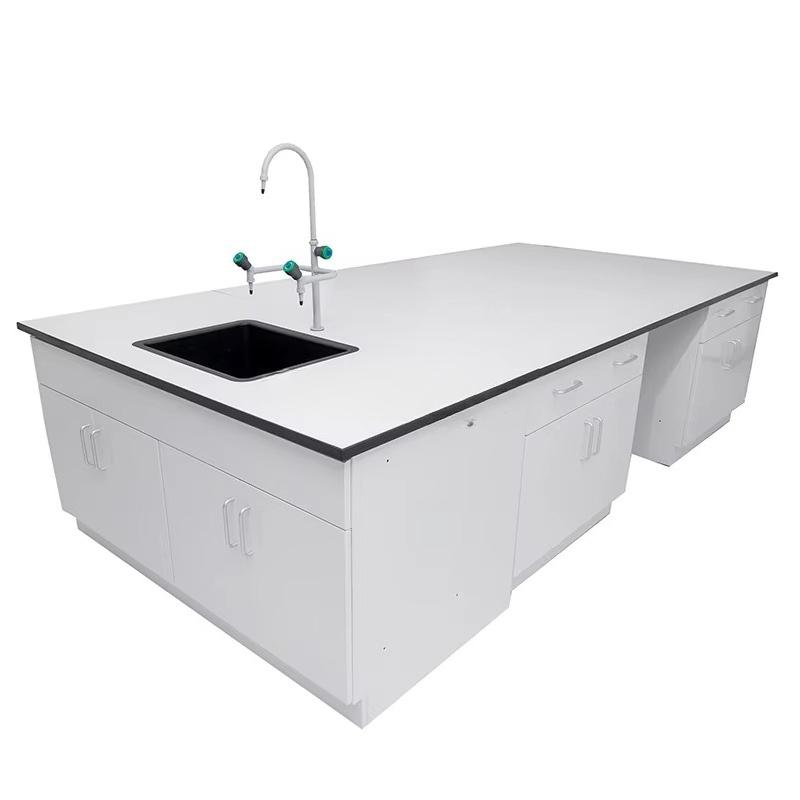 Medical Labs - โต๊ะทำงานห้องปฏิบัติการทางการแพทย์แบบเกาะกลาง พร้อมอ่างล้างมือ สำหรับงานชีววิทยาอิเล็กทรอนิกส์